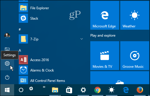 1 Paramètres Démarrer Windows 10
