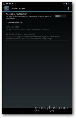 Améliorez les paramètres de localisation de la durée de vie de la batterie du Nexus 7