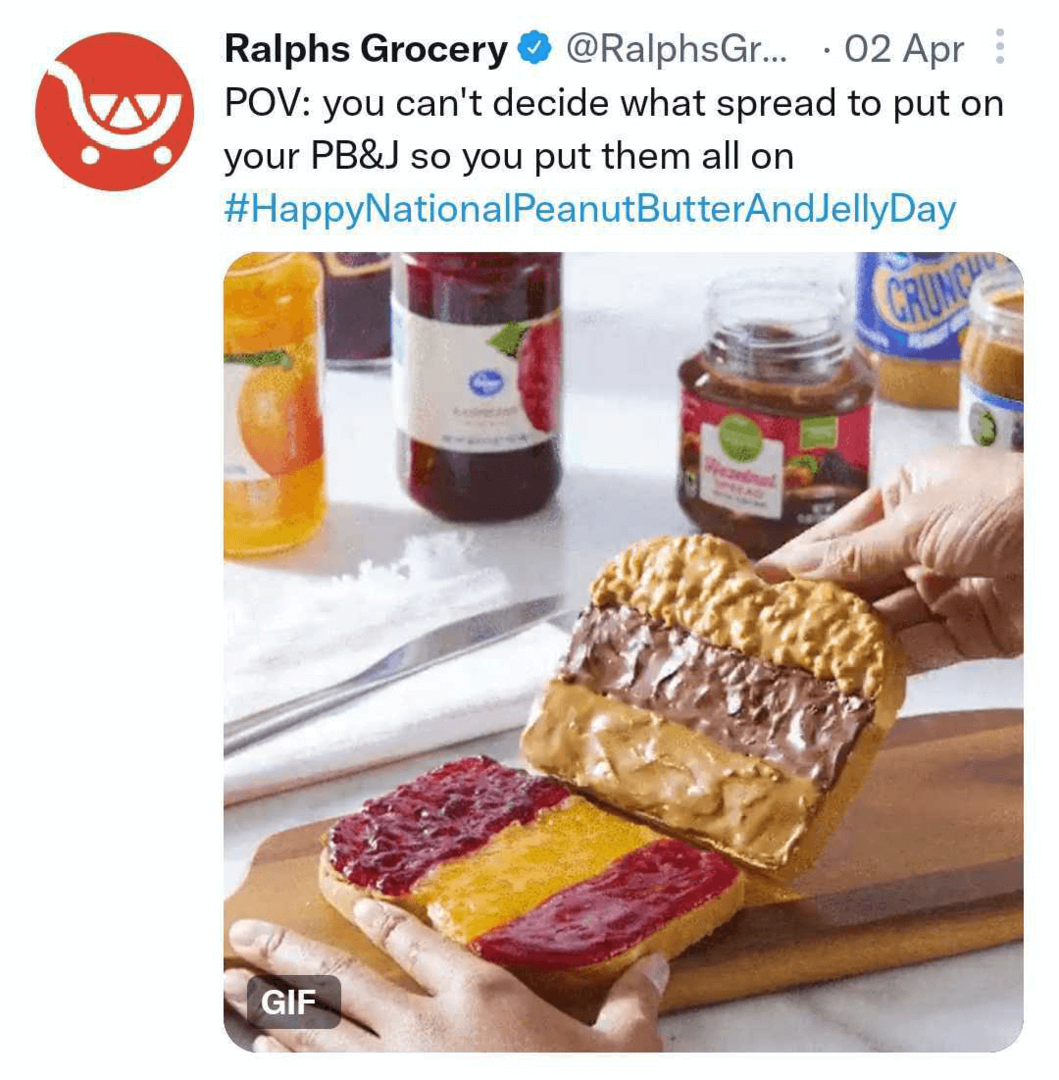 image du tweet de Ralphs Grocery avec GIF