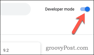 Activer le mode développeur dans le menu des extensions de Google Chrome