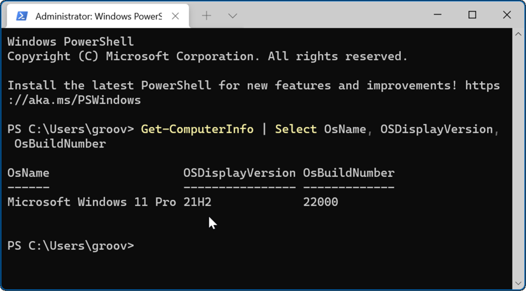 Commande PowerShell Version Windows 11