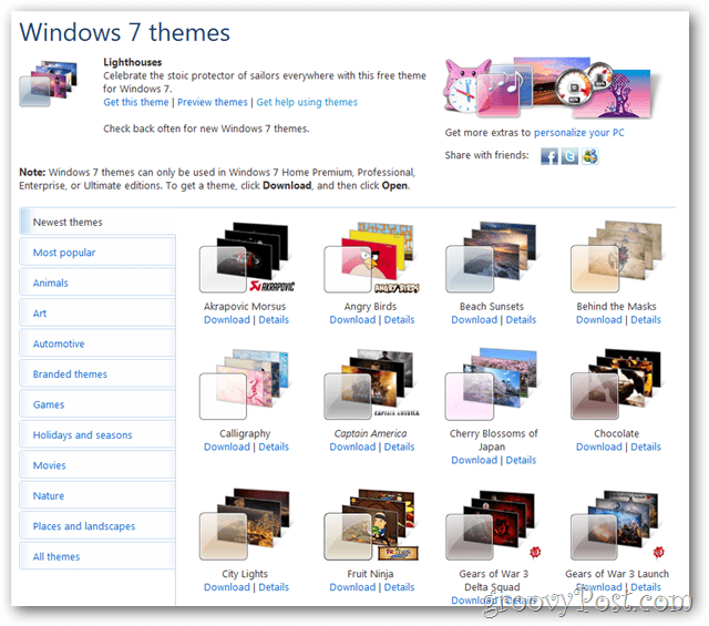 téléchargement de thèmes windows 7