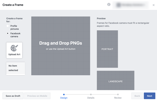 Comment promouvoir votre événement en direct sur Facebook, étape 2, créez votre cadre dans Facebook Frame Studio