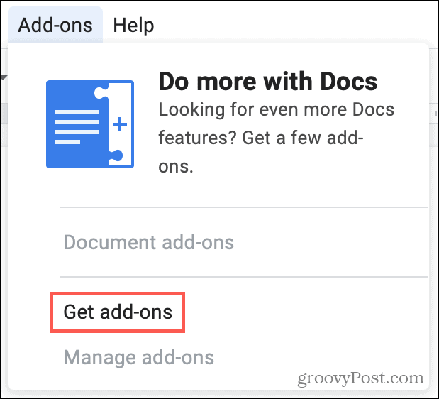 Obtenez des modules complémentaires dans Google Docs
