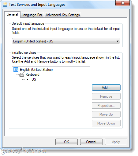 services de texte et langues d'entrée dans windows 7