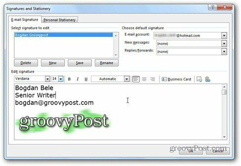 Outlook 2013 utilise le logo groovypost