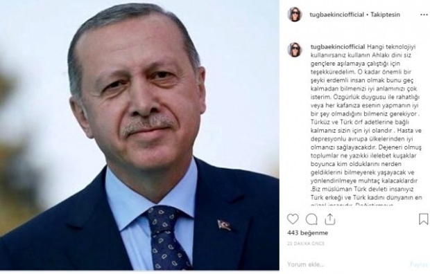 Tuğba Ekinci partage le président Tayyip Erdoğan
