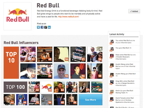page klout redbull