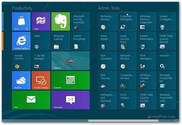 Ajouter des outils d'administration à l'écran de démarrage de Windows 8