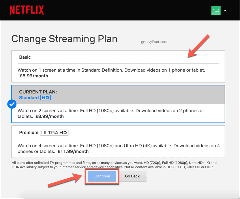 Changer les plans d'abonnement Netflix