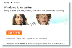 Page de téléchargement de Windows Live Writer 2008