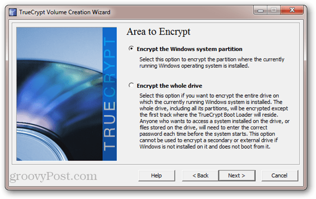 TrueCrypt: crypter la partition système Windows par rapport à crypter le lecteur entier