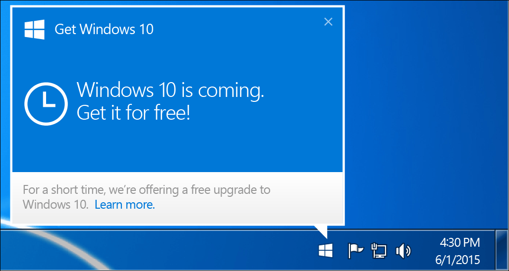 Microsoft supprime la notification de mise à niveau de Windows 10