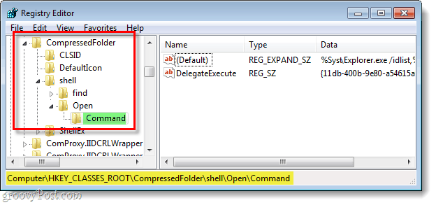 clé de registre d'extension de fichier de commande