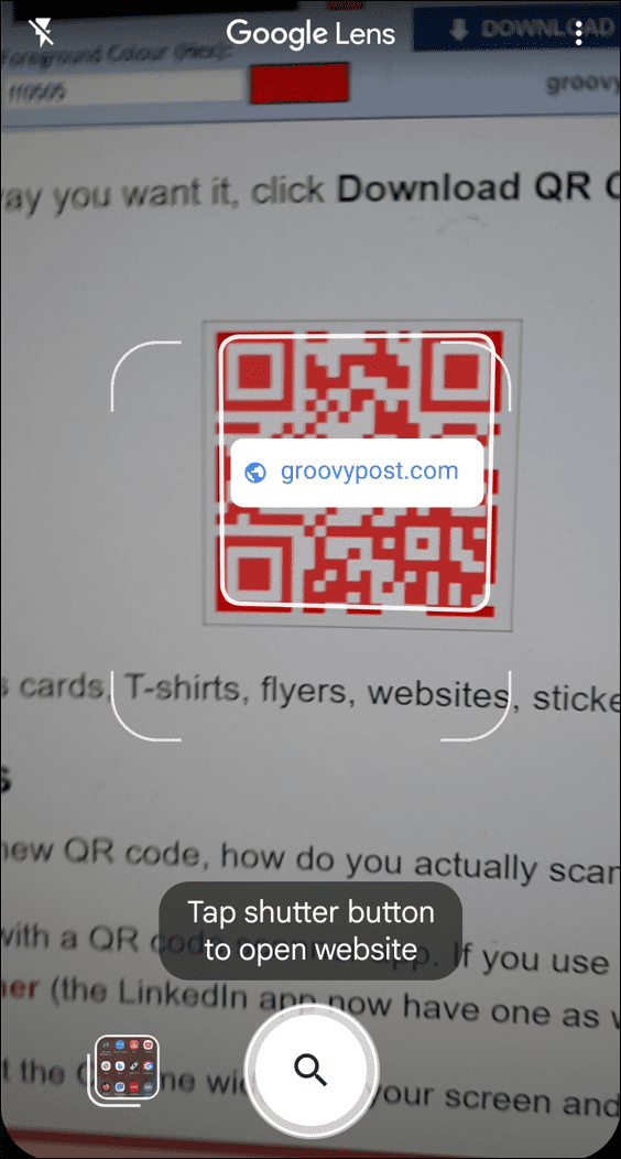 Scannez le code qr avec Google Lens Samsung
