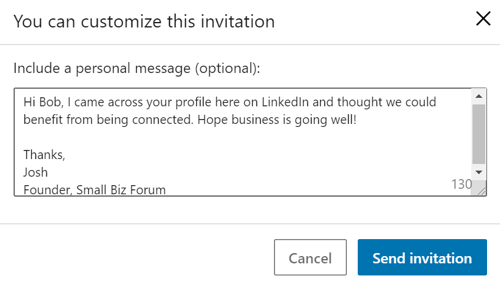 Personnalisez les messages LinkedIn, étape 4.