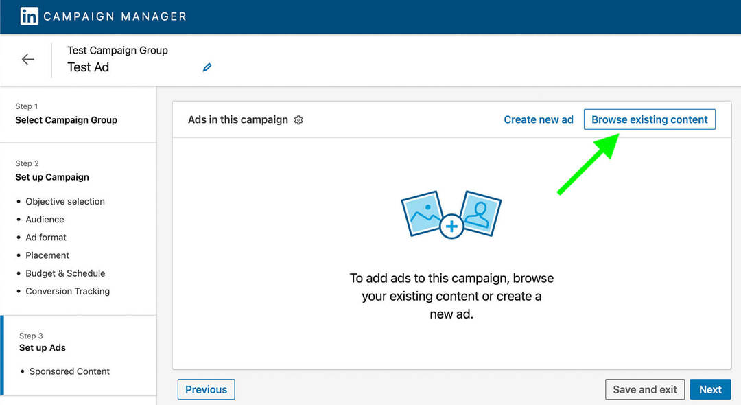campagnes-publicitaires-comment-utiliser-la-preuve-sociale-dans-linkedin-ads-naviguer-contenu-existant-gestionnaire-de-campagne-exemple-12