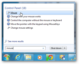 paramètres de la souris Windows 7