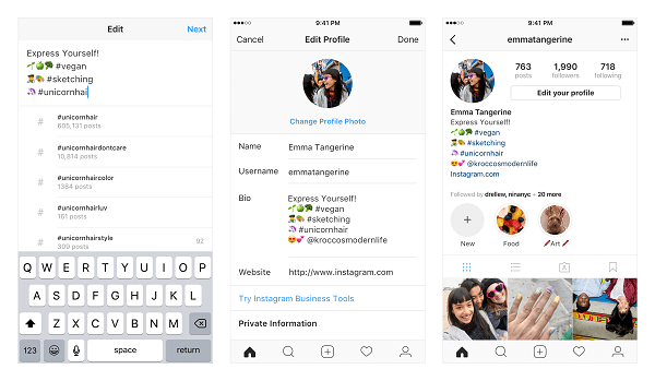 Instagram permet désormais aux utilisateurs de créer un lien vers plusieurs hashtags et autres comptes à partir du bios de leur profil.