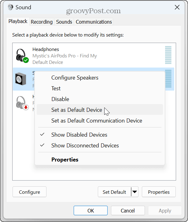 Windows 11 ne détecte pas les écouteurs