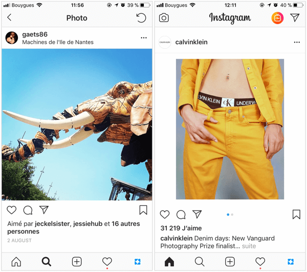 Une publication Instagram carrée doit être dimensionnée à 1080 x 1080 pixels pour obtenir la meilleure qualité dans le flux et les publications Instagram oblongues sont optimales à 1080 x 1350 pixels. 