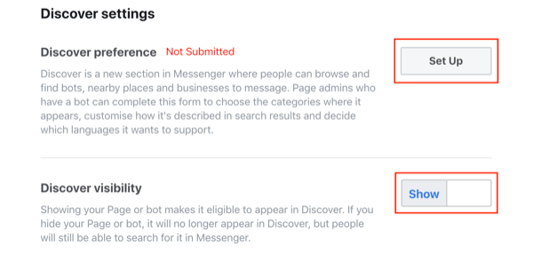 Soumettre à l'onglet Découvrir de Facebook Messenger, étape 2.