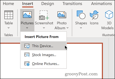 Insertion d'une image de votre appareil dans PowerPoint