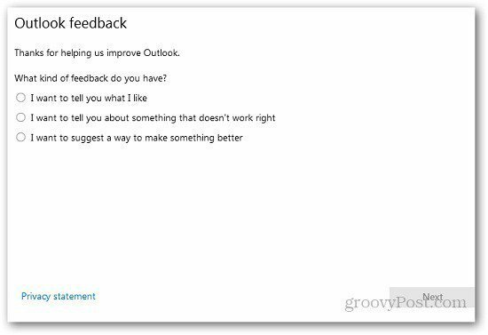 Comment envoyer des commentaires sur Outlook.com à Microsoft