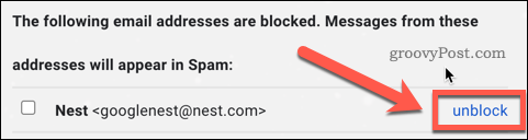 Débloquer un utilisateur dans les paramètres Gmail
