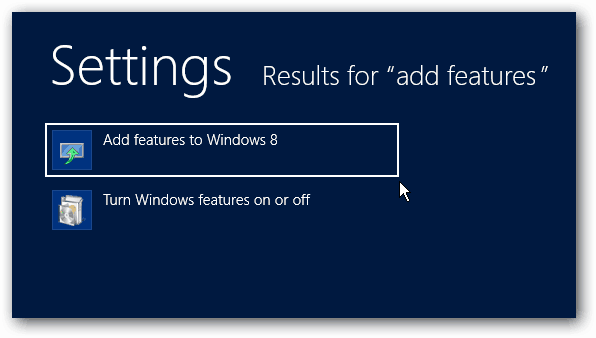 Ajouter des fonctionnalités à Windows 8