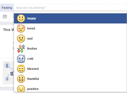 Sélectionnez un emoji qui reflète l'émotion que vous souhaitez exprimer sur Facebook.