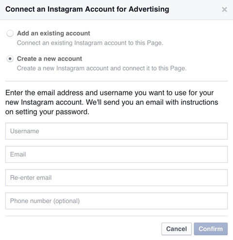 créer un nouveau compte instagram sur facebook