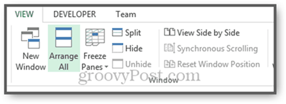 organiser tout et voir côte à côte dans Excel