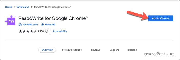 Ajout de l'extension Read & Write à Google Chrome