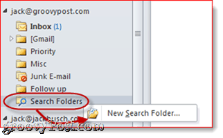 Dossiers de recherche Outlook 2010