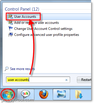 accéder aux comptes d'utilisateurs dans Windows 7