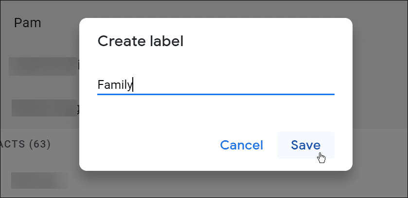 étiquette de nom pour l'e-mail de groupe Gmail