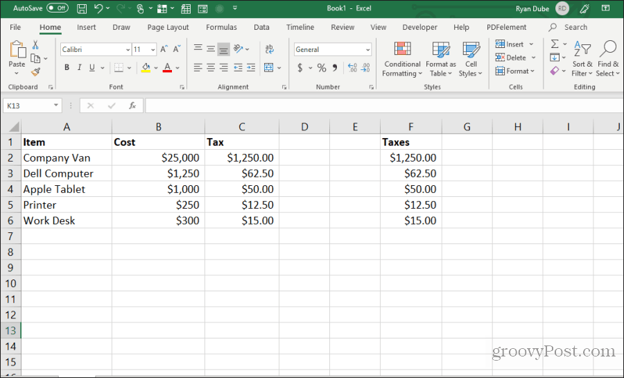 les cellules de formule copiées et collées dans Excel