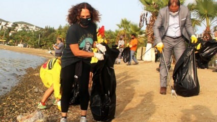 Sertab Erener s'est rebellé en ramassant les ordures à Bodrum!