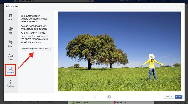 Facebook permet désormais aux utilisateurs de remplacer le texte alternatif généré automatiquement pour les images téléchargées sur le site.