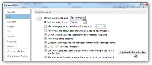 Comment effacer la saisie semi-automatique d'Outlook 2013
