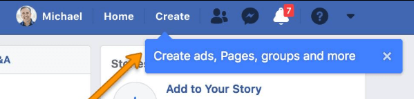 Facebook semble avoir déployé un nouveau bouton de menu sur la barre de navigation supérieure qui permet aux utilisateurs de créer rapidement et facilement une page, une annonce, un groupe, etc.