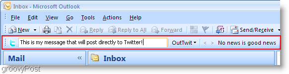 Twitter dans Outlook OutTwit Outlook Box 