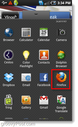Firefox depuis le tiroir de l'application