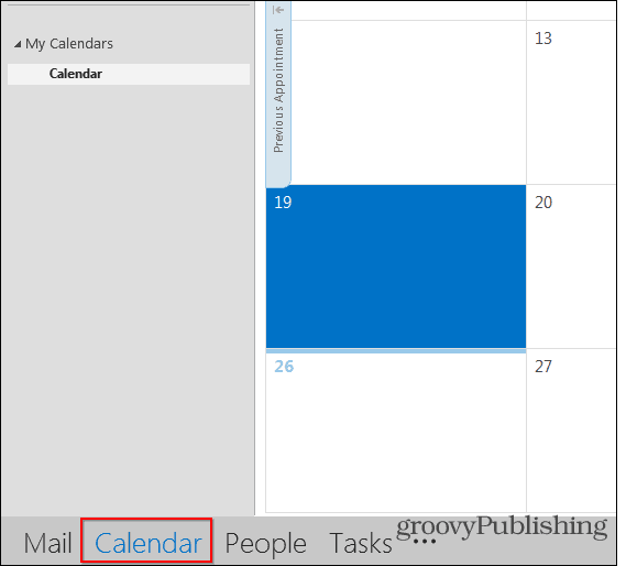 vue du calendrier Outlook 2013