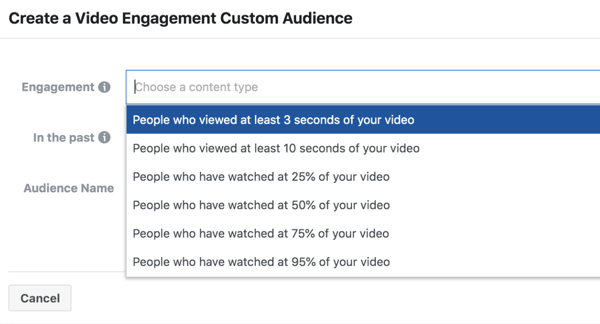 Audience personnalisée d'engagement publicitaire vidéo d'optimisation de Facebook ThruPlay.