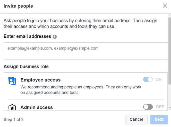 Utilisez Facebook Business Manager, étape 3.