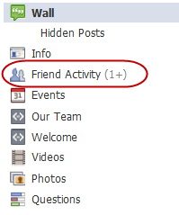 activité des amis de la page facebook