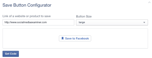 bouton Enregistrer facebook défini sur URL