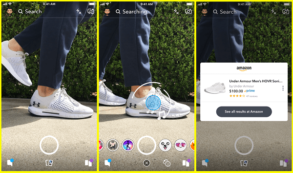 Snapchat teste une nouvelle façon de rechercher des produits sur Amazon directement depuis la caméra Snapchat.